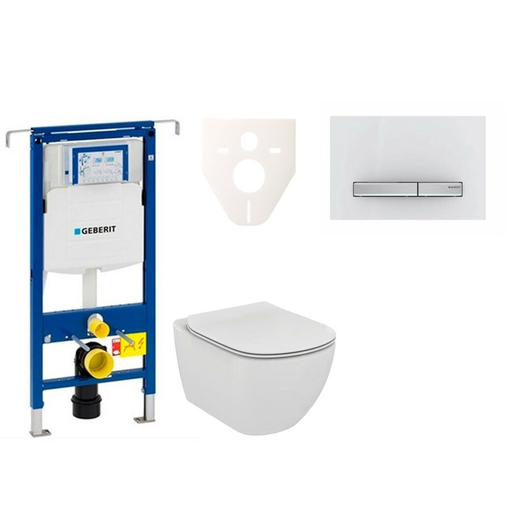 Cenovo zvýhodnený závesný WC set Geberit do ľahkých stien / predstenová montáž + WC Ideal Standard